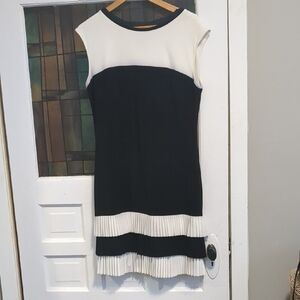 Elegant Black and White Sleeveless Dress
